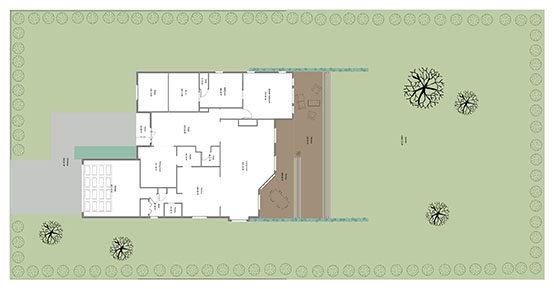 2D landscape floor plan with colors