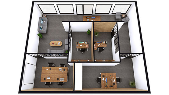 3D floor plan of a real estate agency