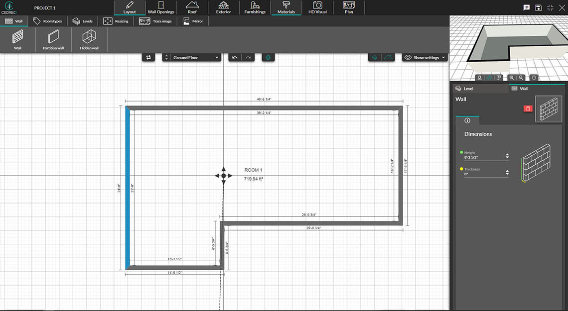 Screenshot of the Layout step in Cedreo