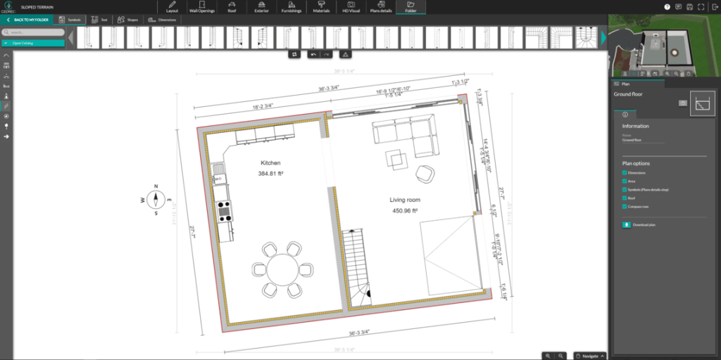 Cedreo UI shot adding staircase symbol