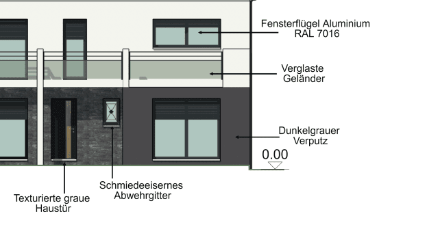 Ansichten mit Abmessungen