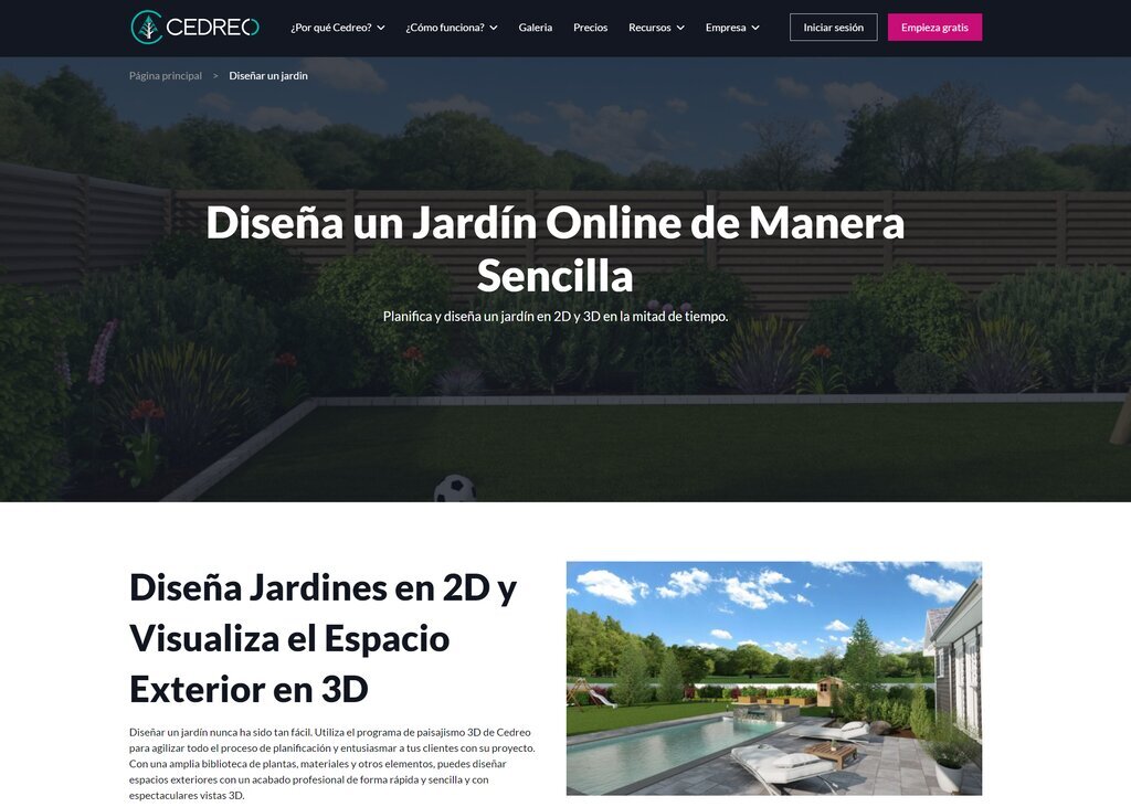 pagina disenar jardines de Cedreo