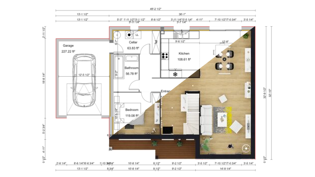 2D - 3D floor plan