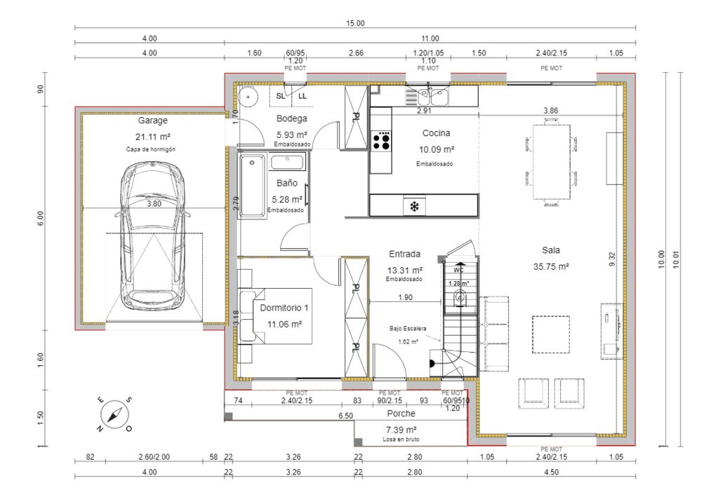 plano 2D de una casa creado con Cedreo