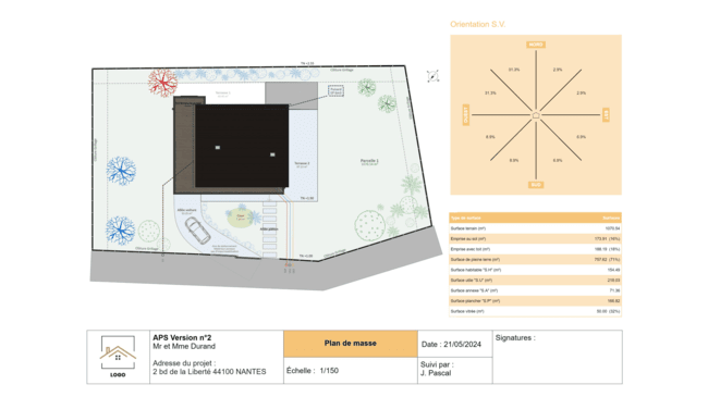 plan de masse pour un permis de construire créé avec Cedreo