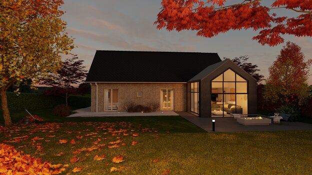 Exterior 3D rendering at night