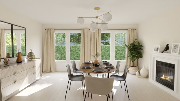 dining room with fireplace