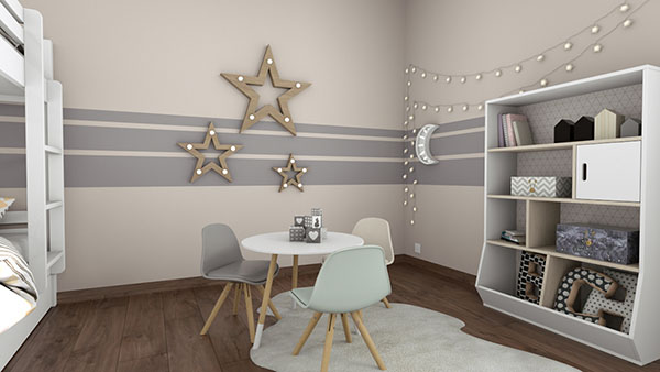 3D rendering of a kids room