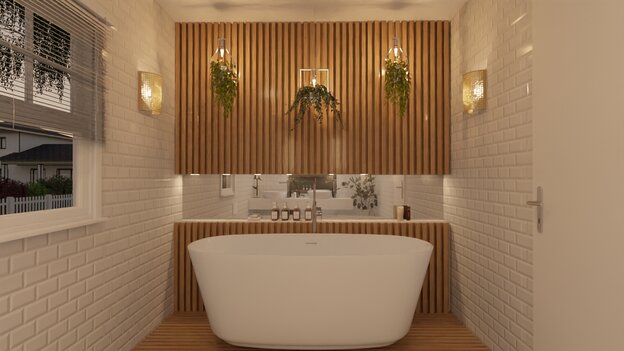 modern bathroom with cool lights