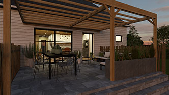 backyard pergola design created with cedreo rendering