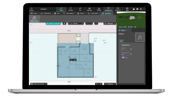 positionner la maison surle plan de terrain