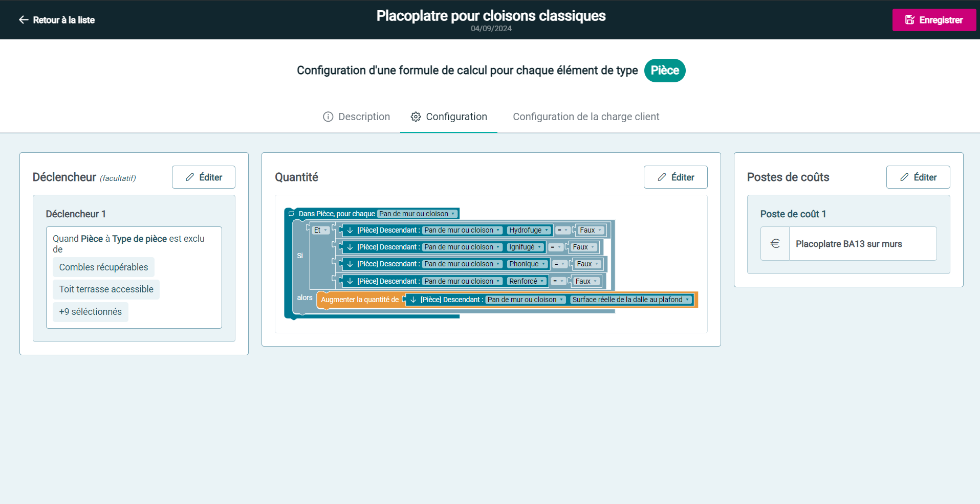 création règle de calcul