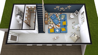 rectangular 3d basement floor plan designed with cedreo