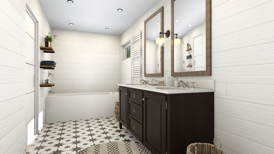 bathrrom rendering in a farmhouse style