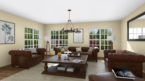 3D rendering of a living room designed with Cedreo