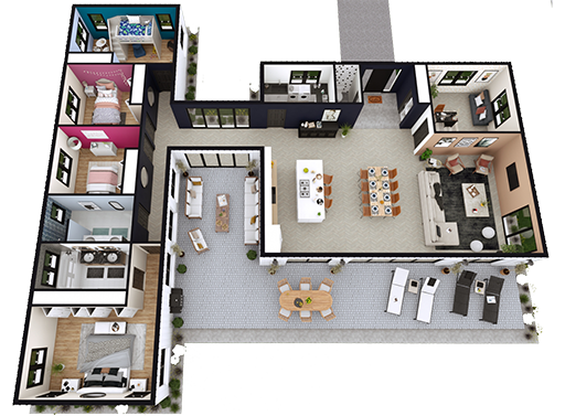 3D floor plan designed with Cedreo