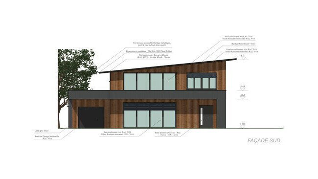 plan de façade d'une maison individuelle créé avec Cedreo